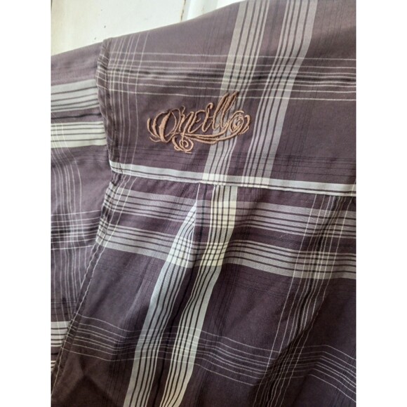 O'Neill Mens Button Up Shirt Size XL Brown Plaid Short Sleeve Y2K Surf Grunge - Picture 4 of 8